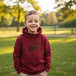 Karamela Dik Yakalı Sweatshirt Köpek Nakışlı - Karamela