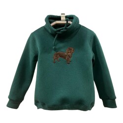 Karamela Dik Yakalı Sweatshirt Köpek Nakışlı - 5