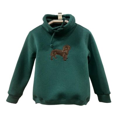 Karamela Dik Yakalı Sweatshirt Köpek Nakışlı - 5
