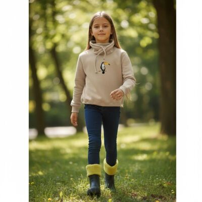 Karamela Dik Yakalı Sweatshirt Tukan Nakışlı - 2
