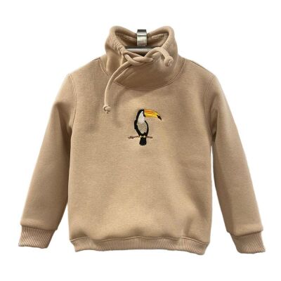 Karamela Dik Yakalı Sweatshirt Tukan Nakışlı - 1