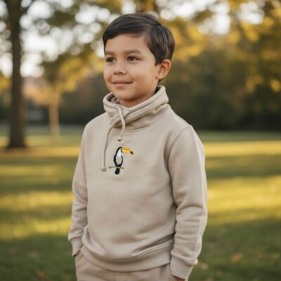 Karamela Dik Yakalı Sweatshirt Tukan Nakışlı - 2