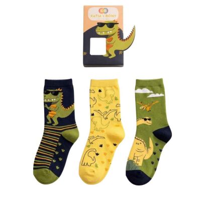 Katia 3 Lü Paket Dinozor Kutulu Çocuk Soket Çorap 22601K2003 - 2