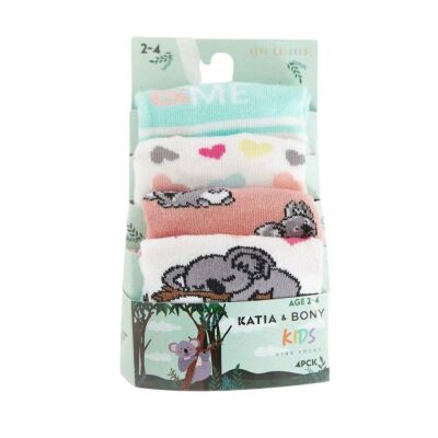 Katia 4'lü Paket Lazy Koala Kız Çocuk Step Çorap - 3