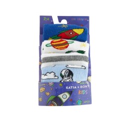 Katia 4'lü Paket Space Erkek Çocuk Step Çorap - 3