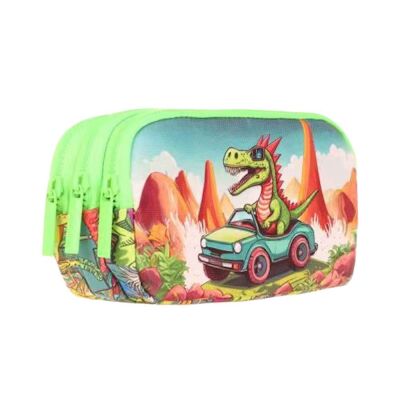 Kaukko Kids 3 Bölmeli Kalem Çantası Sweet Dinosaur - 1