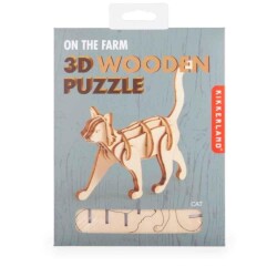 Kikkerland Ahşap 3D Puzzle Kedi - Kikkerland