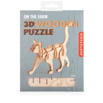 Kikkerland Ahşap 3D Puzzle Kedi - 1