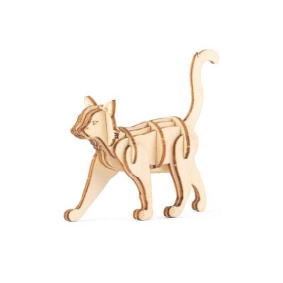 Kikkerland Ahşap 3D Puzzle Kedi - 3