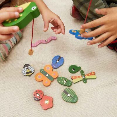 Kikkerland Magnetli Yakalama Oyunu Catch a Bug Wood Fish Game - 2