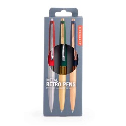 Kikkerland Retro Metal Tükenmez Kalem Seti 3lü - 3