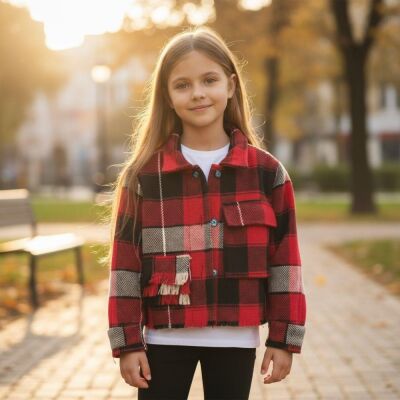 Kız Çocuk Ekose Ceket - 1