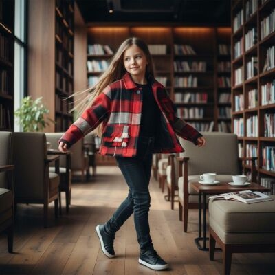 Kız Çocuk Ekose Ceket - 2