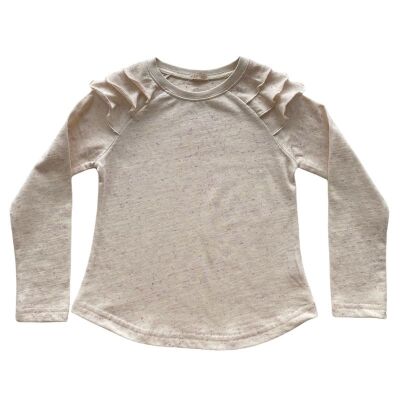 Kız Çocuk Omuzu Fırfırlı Uzun Kollu T-shirt - 2