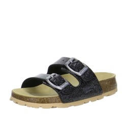 Kız Çocuk Terlik Schwarz Kombi Tecno Fussbettpantoff 111.01 Siyah Simli