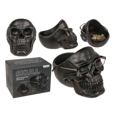 Kurukafa Masa Organizer ve Gözlük Tutucu - Skull Organiser With Glass Holder 16X20X17 Cm. - 2