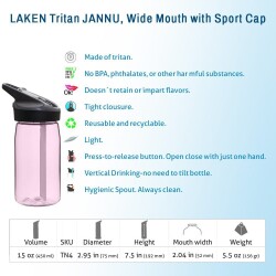Laken Tritan Şişe 0,45L.Pembe LKTN4P - 3
