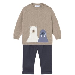 Mayoral Bebek Triko Kazak Pantolon Takım AW2502515 Bej
