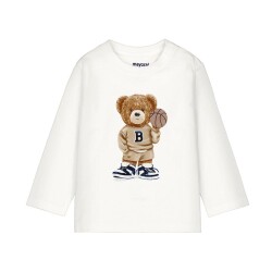 Mayoral Bebek Uzun Kollu T-shirt AW2502058 Ekru