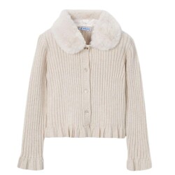 Mayoral Kız Çocuk Kürk Yakalı Triko Hırka AW2504311 - 3