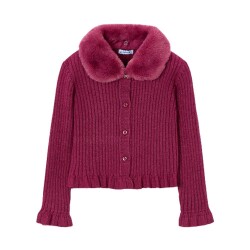 Mayoral Kız Çocuk Kürk Yakalı Triko Hırka AW2504311 - 5