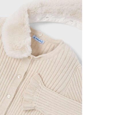 Mayoral Kız Çocuk Kürk Yakalı Triko Hırka AW2504311 - 2