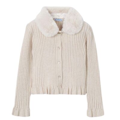 Mayoral Kız Çocuk Kürk Yakalı Triko Hırka AW2504311 - 3