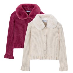 Mayoral Kız Çocuk Kürk Yakalı Triko Hırka AW2504311 - 1