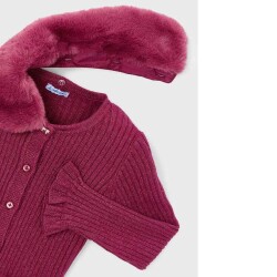 Mayoral Kız Çocuk Kürk Yakalı Triko Hırka AW2504311 - 4