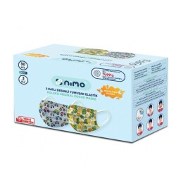 Nimo 3 Katlı Filtreli Desenli Çocuk Maskesi 50'li Paket - Nimomed
