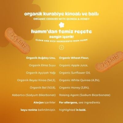 Organik Kurabiye Ballı Kinoalı 55 gr - 3