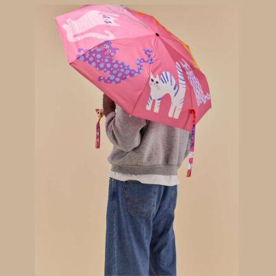 Original Duckhead Duck Kompakt Şemsiye Arty Cats Fuschia - 6