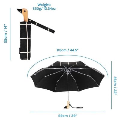 Original Duckhead Duck Kompakt Şemsiye Black Grid - 4