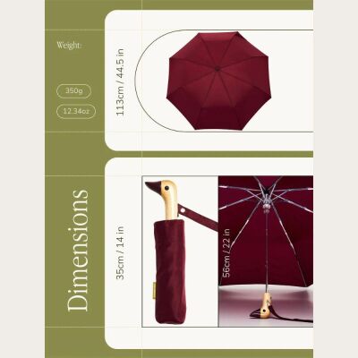 Original Duckhead Duck Kompakt Şemsiye Bordo - 7