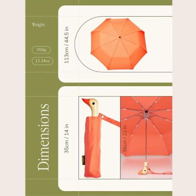 Original Duckhead Duck Kompakt Şemsiye Turuncu - 7
