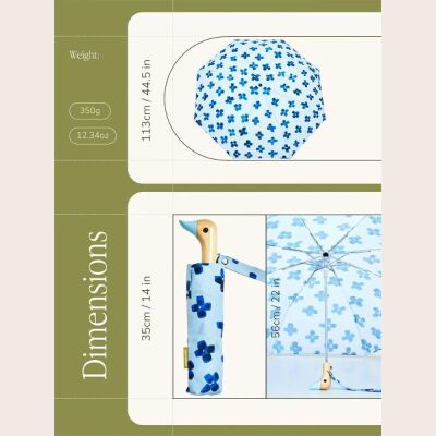 Original Duckhead Floral Rain Compact Duck Şemsiye Mavi - 7
