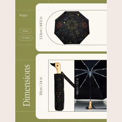 Original Duckhead Zodiac Compact Duck Şemsiye Siyah - 6