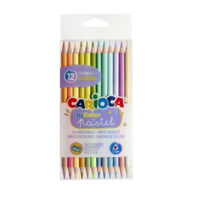 Carioca Pastel Renk Kuru Boya Kalem Çift Taraflı 12'li 24 Renk - 1