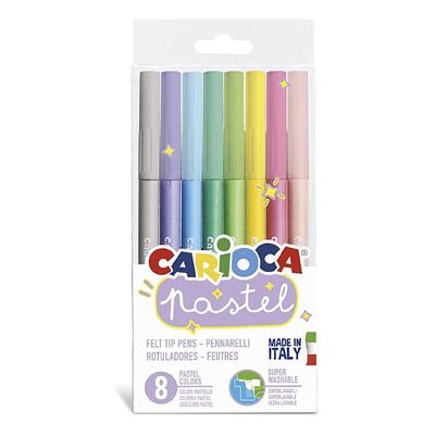 Carioca Pastel Renkler Yıkanabilir Keçeli Boya Kalemi 8'li