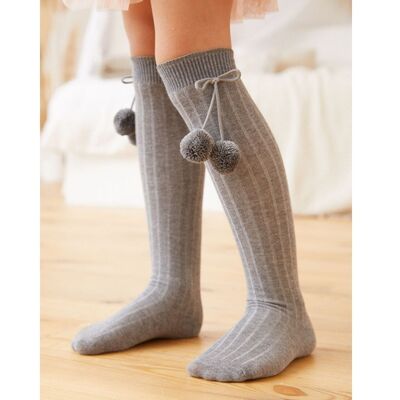Ponpon Kız Çocuk Diz Altı Çorap