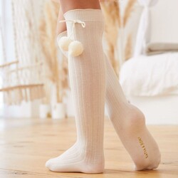 Ponpon Kız Çocuk Diz Altı Çorap - Thumbnail