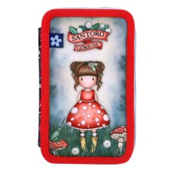 Santoro Little Mushroom Üç Katlı Dolu Kalem Kutusu - Santoro