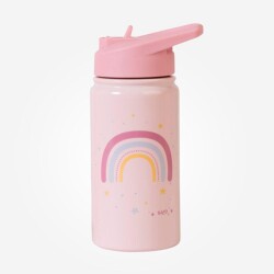 Saro 350ml Çelik Pipetli Suluk Pembe Rainbow - Saro