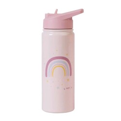 Saro 500ml Çelik Pipetli Suluk Pembe Rainbow - Saro