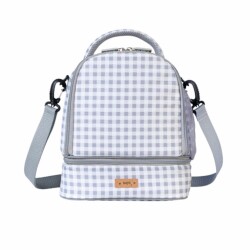 Saro Termal Yalıtımlı Beslenme Çantası Gri Kareli Vichy - Saro