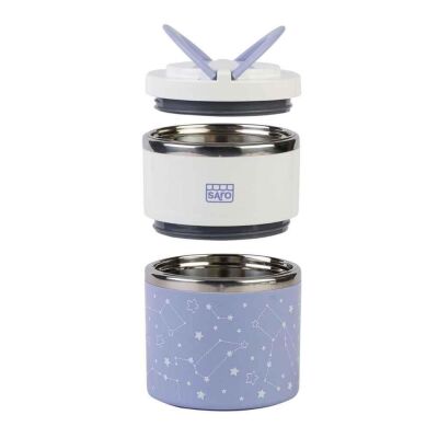 Saro Yalıtımlı Paslanmaz Çelik İki Katlı Yemek Mama Termosu 820 ml Pembe - 2