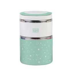 Saro Yalıtımlı Paslanmaz Çelik İki Katlı Yemek Mama Termosu 820 ml Yeşil - Saro