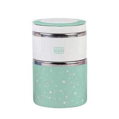 Saro Yalıtımlı Paslanmaz Çelik İki Katlı Yemek Mama Termosu 820 ml Yeşil - 1