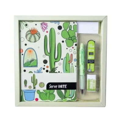 Serve Defter Seti Desenli Elma Yeşili Kutulu - 1