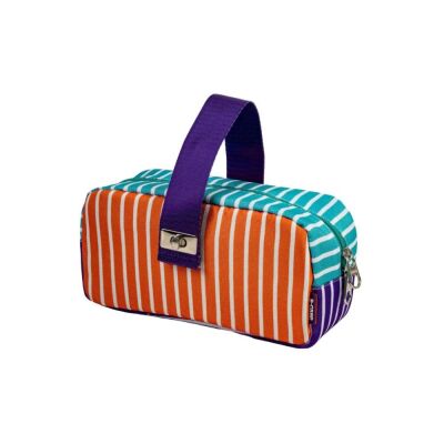Serve Scase Kilitli Kulplu Çok Amaçlı Çanta Çizgili D Mor Oranj Yeşil - 1